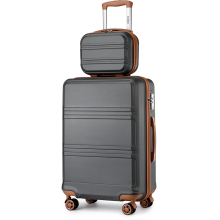 (Grey and Brown, 12+20 inch) 1, 2 or 4 Pieces ABS Sculpted Horizontal Design Suitcase With TSA Lock