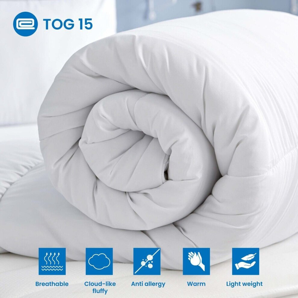 (15 TOG, Super King) Ultra Warm Duvet Quilt Breathable Anti Allergy Duvet Tog 4.5 10.5 13.5 15 Tog All Season Duvets