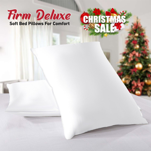 (FIRM DELUXE) Soft Luxury Pillows Stripe Quilted Bed Pillow UK 2