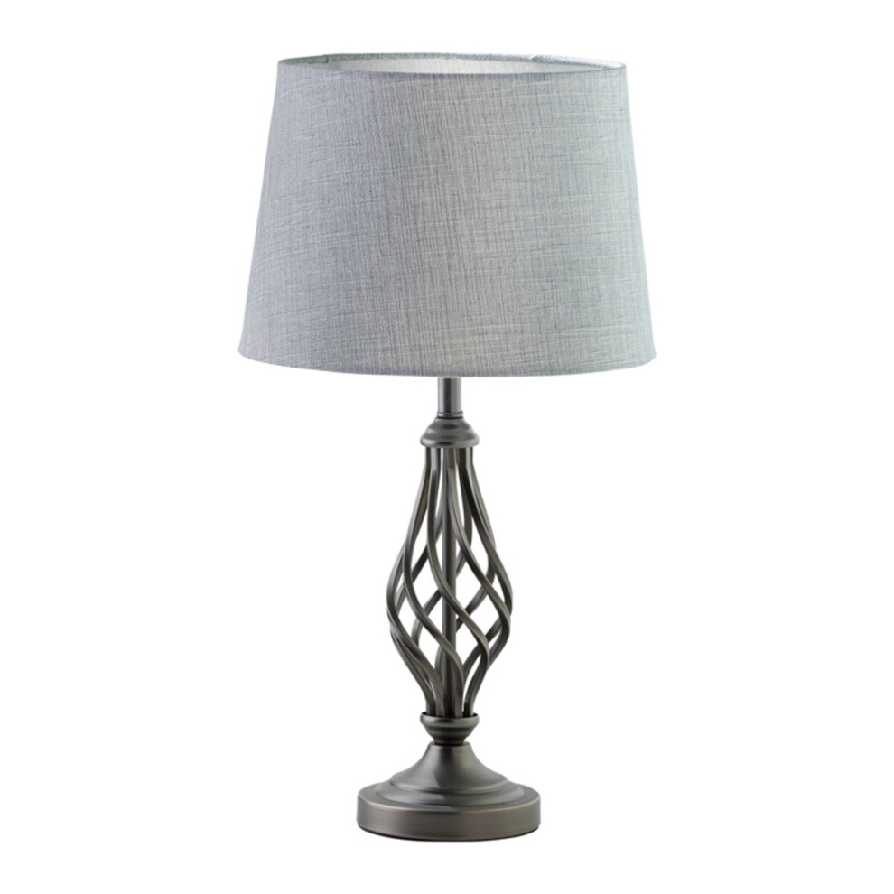 Queenswood Pewter Table Lamp With Grey Shade