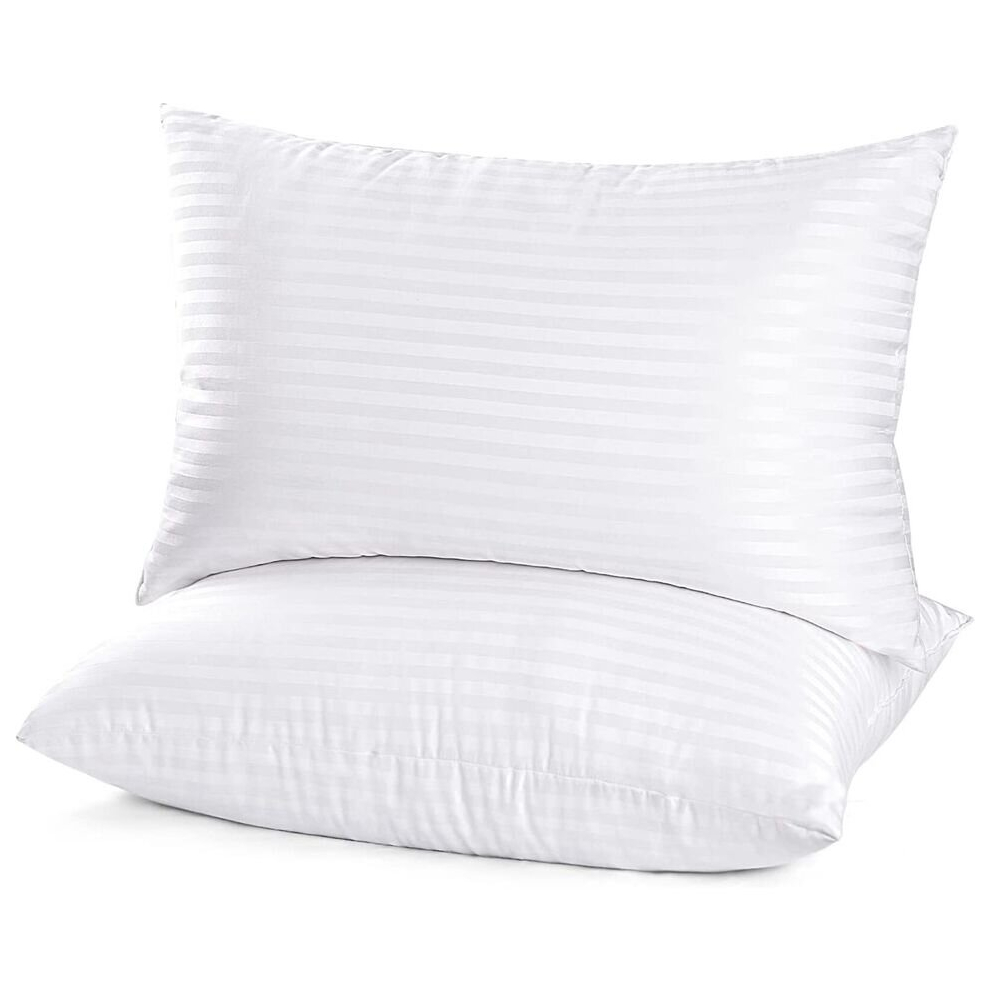 (Stripe Pillow Pair) Hotel Quality Extra Filled Soft Bounce Back Pillow