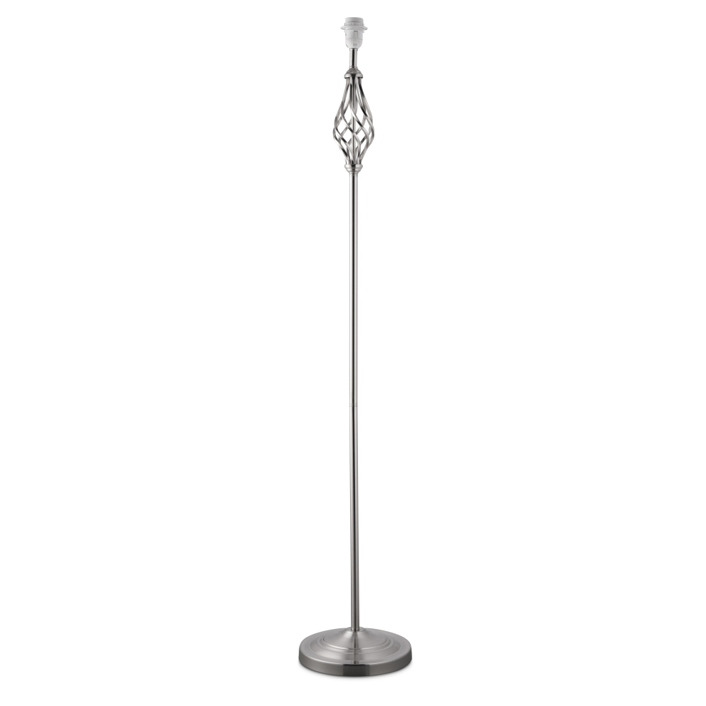 Queenswood Satin Silver Barley Twist Floor Lamp - Base Only