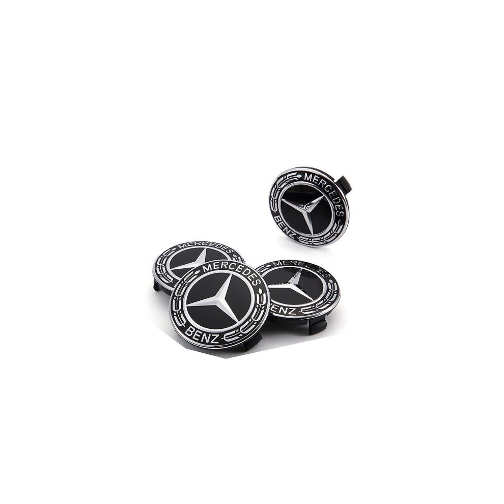 Mercedes-Benz Mercedes Benz Wheel Centre Caps 75Mm Badges Hub Emblem 4 Pc Black