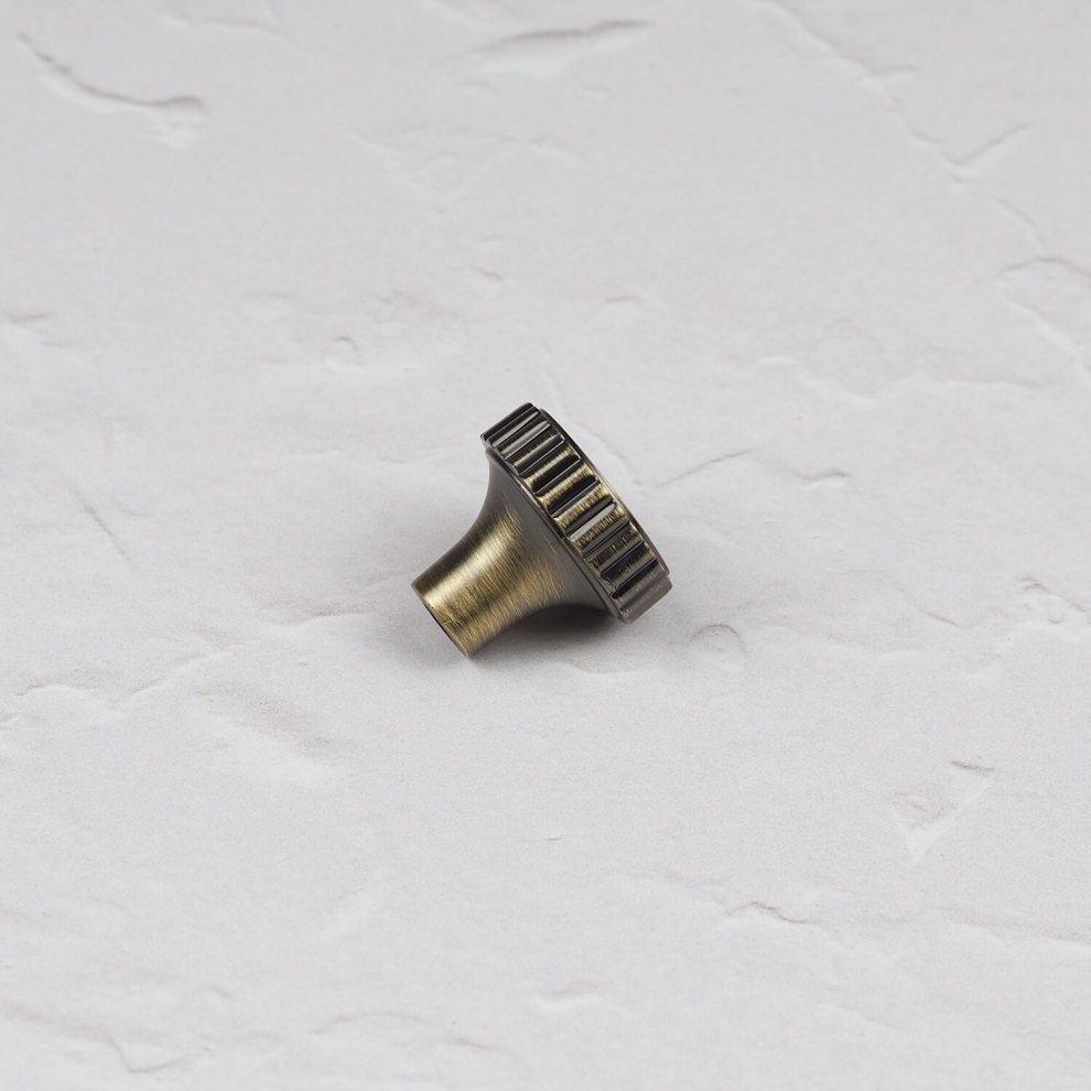 Handle & Home (30Mm Knob ) Antique Brushed Brass Ribbed Matt Bar Cup Knob