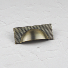 (64mm Cup	) Antique Brushed Brass Ribbed Matt Bar Cup Knob