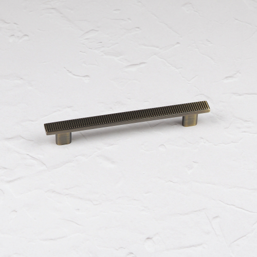 (128mm Handle	) Antique Brushed Brass Ribbed Matt Bar Cup Knob