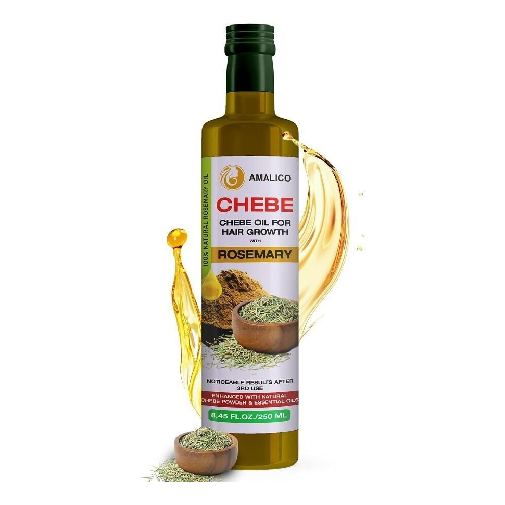 Amalico Rosemary Oil for Hair Growth With Chebe Powder - Hair Growth Oil for Deep Nourishing and Moisturizing - 250ml