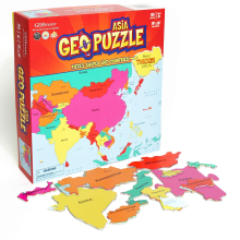 GeoToys - GeoPuzzle Asia - P?dagogisk b?rneleget?j til drenge og piger 50 brikker Geografi puslespil Jumbost?rrelse b?rnepuslespil - 4 ?r og opef