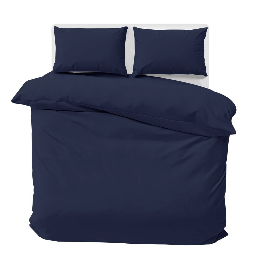 (Navy Duvet Cover, Double) Reversible Duvet Cover Quilt Covers Bedding Sets