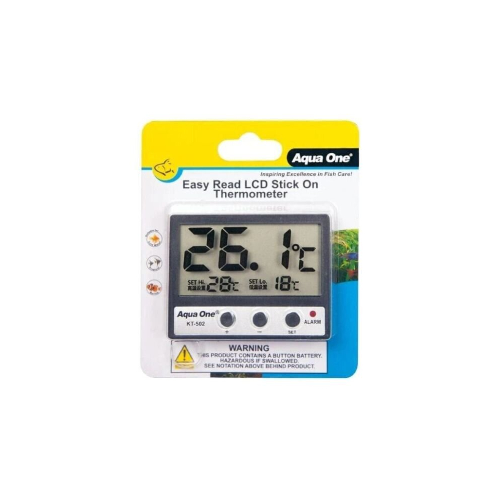 Aqua One Easy Read Lcd Stick On Glass Thermometer