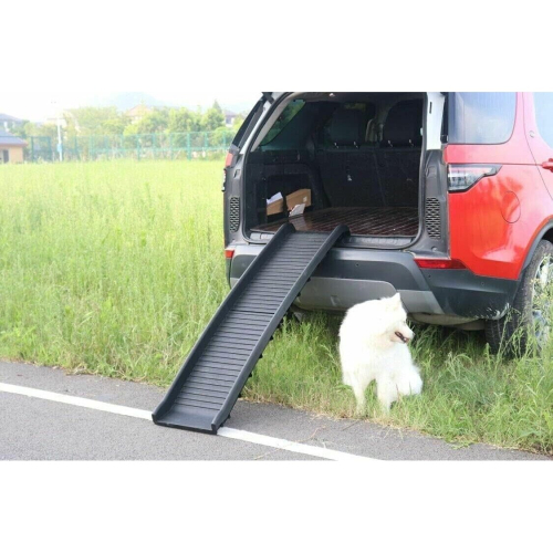 Extra Wide Dog Ramp For Car & SUV - 71" Foldable Aluminum Pet Ramp, Max 270 LBS, Non-Slip Surface