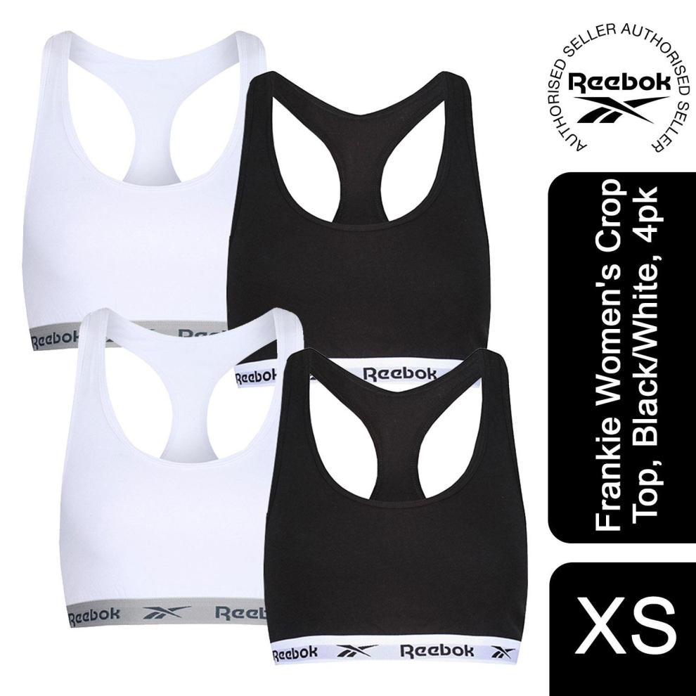 Four Pack of Reebok Frankie Women's Crop Top, Black/White - XS