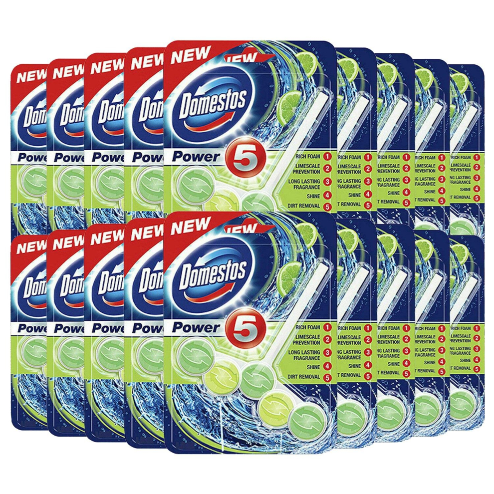 Domestos Power 5 Lime Toilet Rim Block 55g Pack of 18