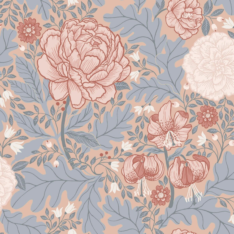 (Pink Grey) Ekbacka Camille Floral Wallpaper Galerie