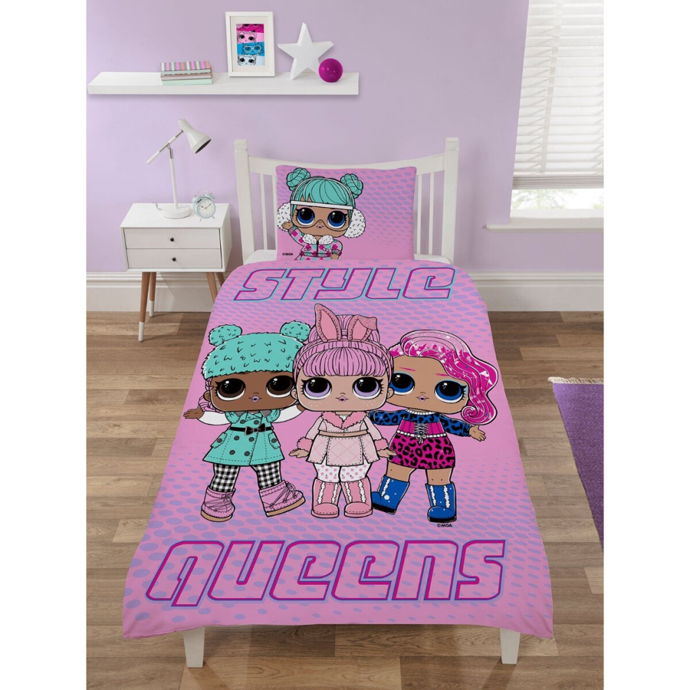 LOL Surprise Style Queens Single Duvet Cover and Pillowcase Set