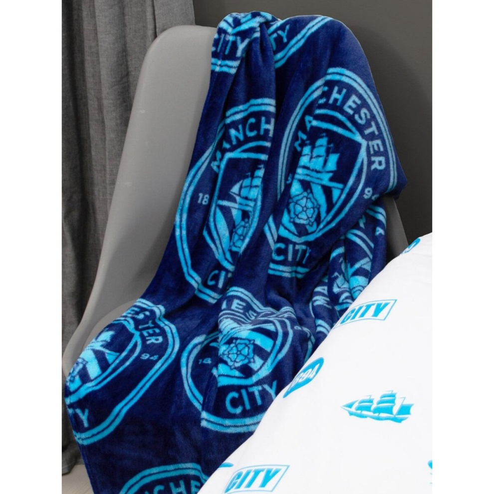 Manchester City Fc Crest Fleece Blanket