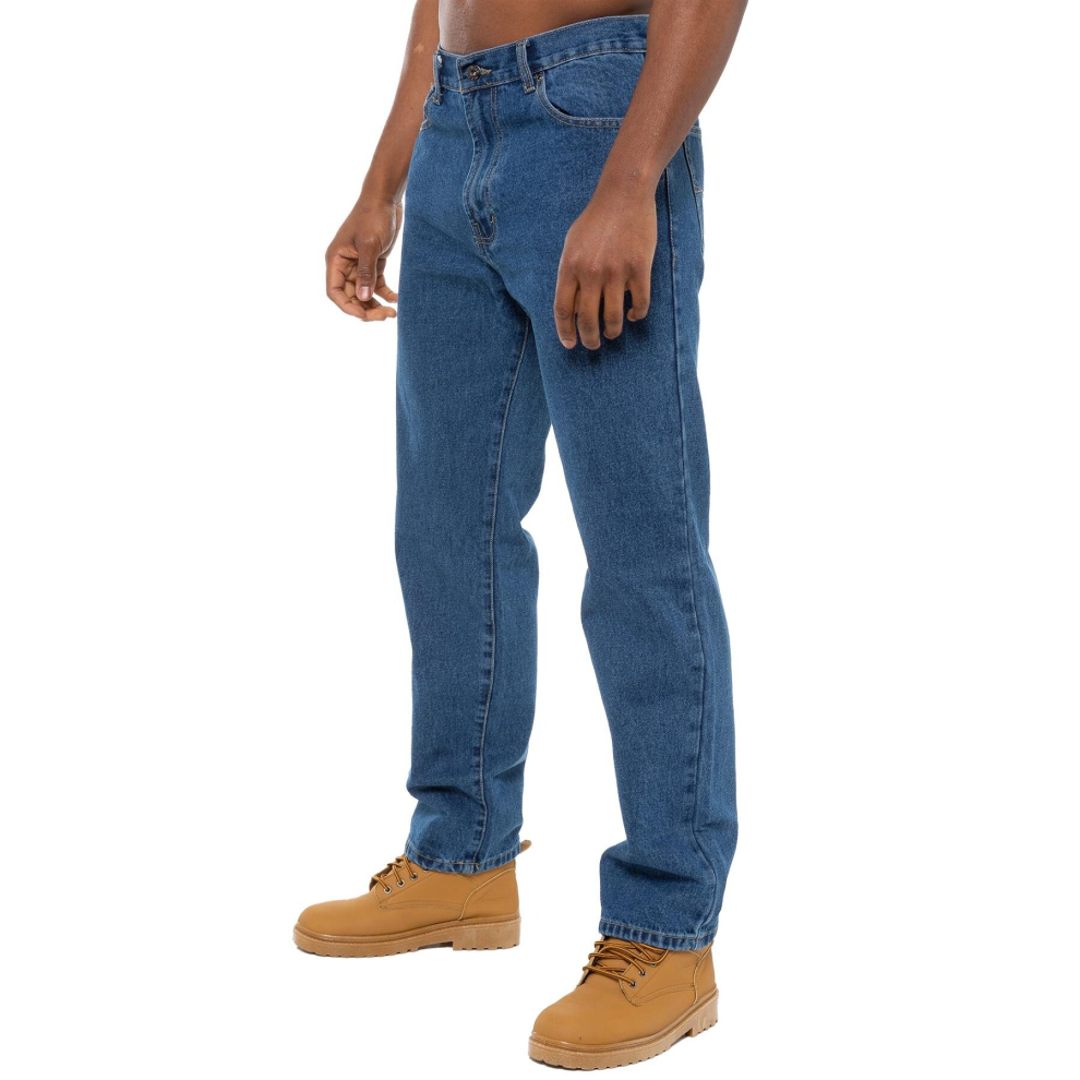 Blue Circle (Blue, 34W/36L) Mens Mid Stonewash Classic Denim Jeans