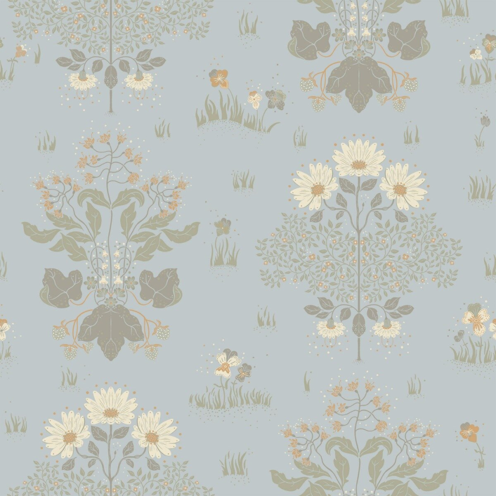 (Light Blue) Hjarterum Edla Arts And Crafts Inspired Wallpaper Galerie 5901638008176
