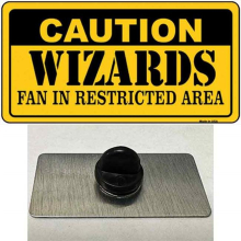 Smart Blonde PIN-LP-2622 1.5 x 0.75 in. Caution Wizards Fan Novelty Rectangle Metal Hat Pin