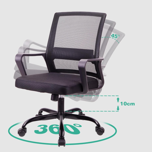 Adjustable Office Chair Ergonomic Mesh 360° Swivel Lumbar Support 2