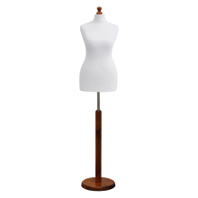 (Female Size 6/8) Female Tailors Dummy White Dressmakers Fashion Students Mannequin Display Bust with A Red Wood Round Base
