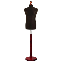 (Female Size 8/10) Female Tailors Dummy Black Dressmakers Fashion Students Mannequin Display Bust with A Red Wood Round Base