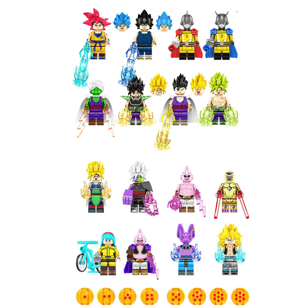 (Style A 16pcs) 16pcs Anime Dragon Ball Toys Children's Toys Mini Figures Fit Lego