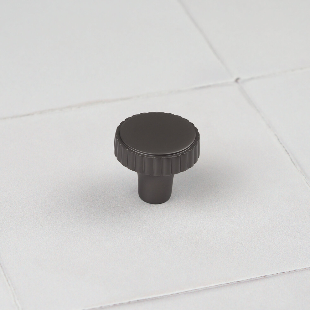 (30Mm Knob ) Anthracite Dark Grey Ribbed Matt Bar Cup Handles 5060796709889