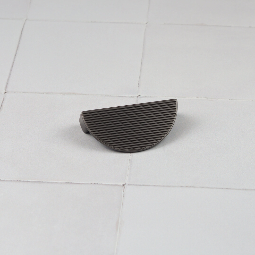 (64Mm Ribbed Moon ) Anthracite Dark Grey Ribbed Matt Bar Cup Handles 5060796709902