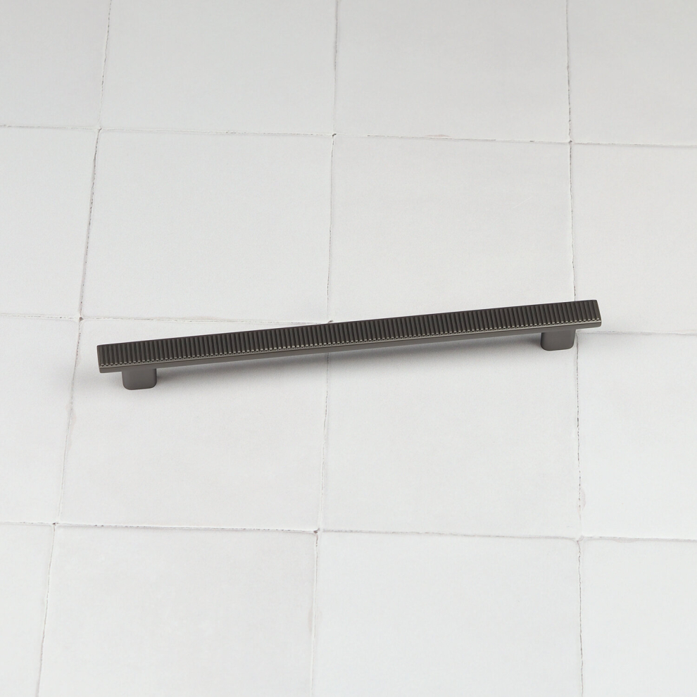 (192Mm Handle ) Anthracite Dark Grey Ribbed Matt Bar Cup Handles - Image 3