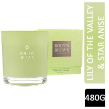 MOLTON BROWN DEWY LILY OF THE VALLEY & STAR ANISE THREE WICK CANDLE 480G