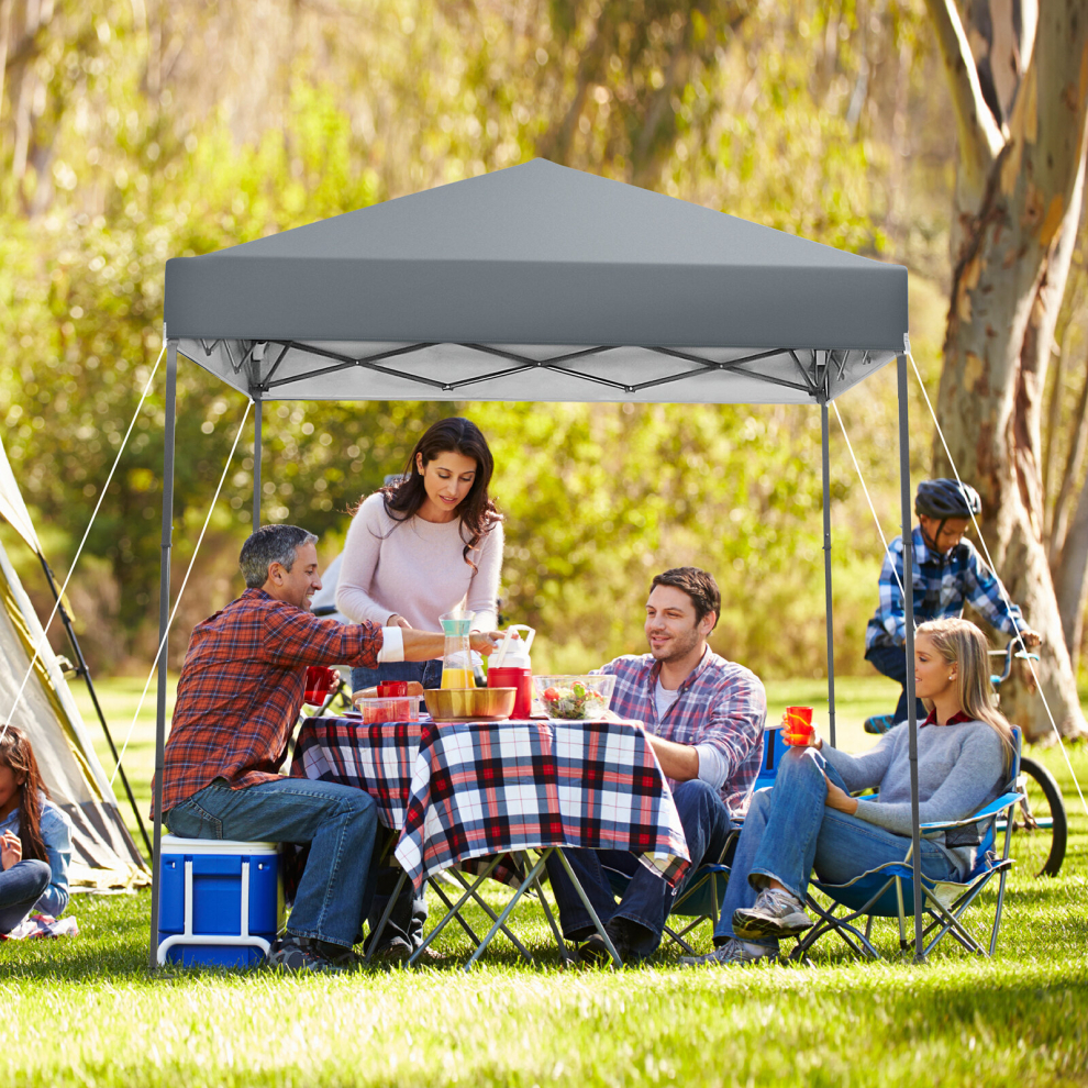 2x2M Pop-up Canopy Pop Up Tent Sun Shelter w/ Adjustable Heights Grey
