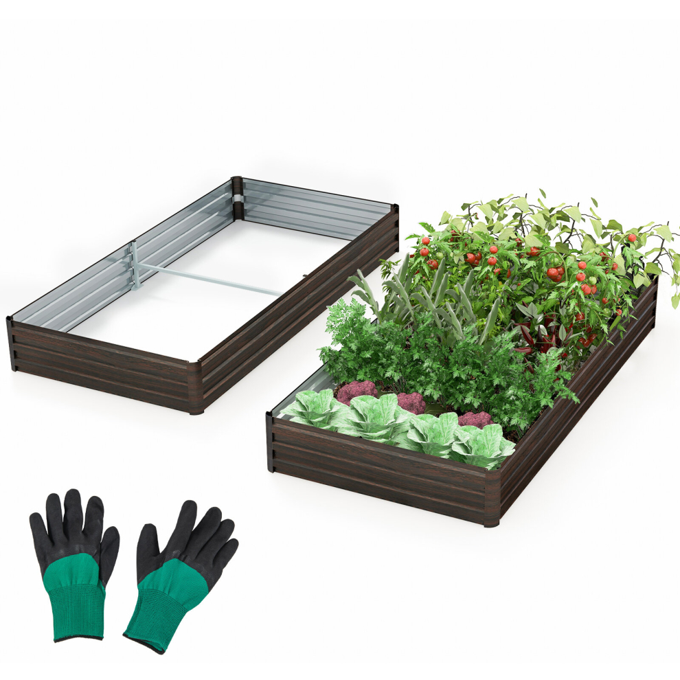 240X120cm Raised Garden Bed Metal Flower Herbs Planter Box Open Base