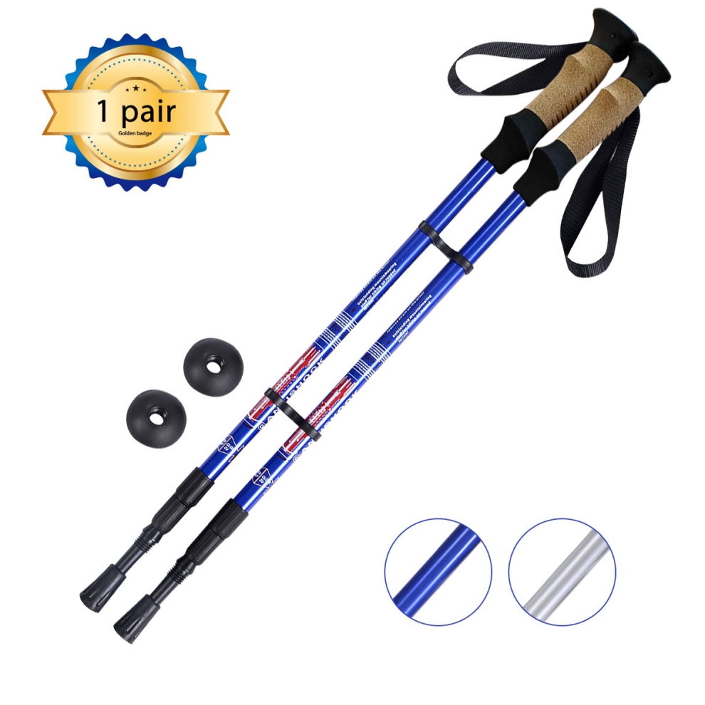 Pair of Adjustable Walking Hiking Stick Trekking Poles Crutch 65 - 135 cm