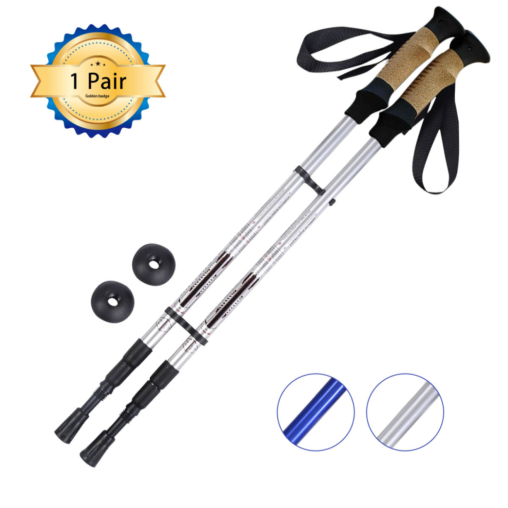 Pair of Adjustable Walking Hiking Stick Trekking Poles Crutch 65 - 135 cm