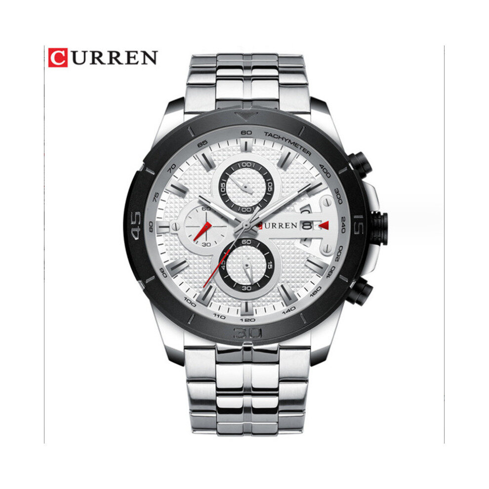 (Silver) Curren Analog Chronograph Quartz Watch