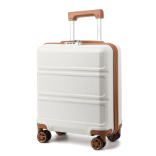 (Cream) 16 Inch ABS Hard Shell Suitcase Cabin Luggage With TSA Lock Children Or Adult Suitcase