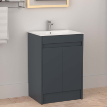 600mm Bathroom Vanity Unit & Basin Sink 100% Waterproof Cabinet Grey New