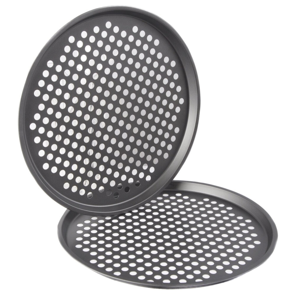 Kabalo Non-stick Pizza Trays Pans x 2 Easy Clean Large Crisper Carbon 