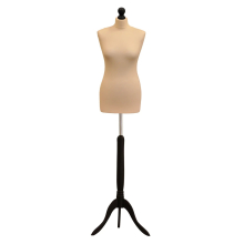 (Female Size 14/16) Female Tailors Dummy Cream Dressmakers Fashion Students Mannequin Display Bust with A Black Tripod Stand