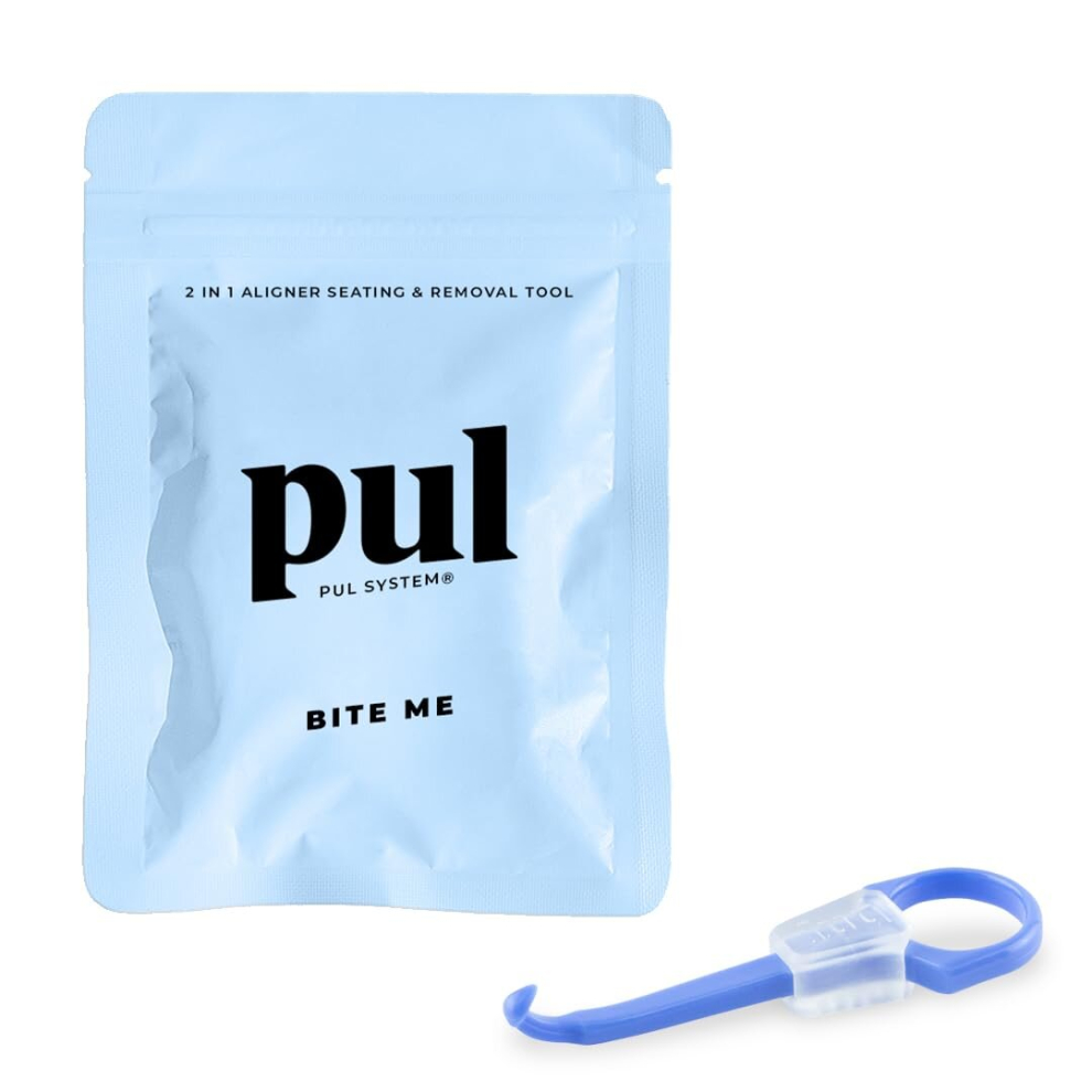 The Pultool Pul Chewies & Clear Aligner Removal 2 In 1 Combo Tool - Compatible With Invisalign Removable Braces & Trays Aligners Retainers Dentures - Hygienic