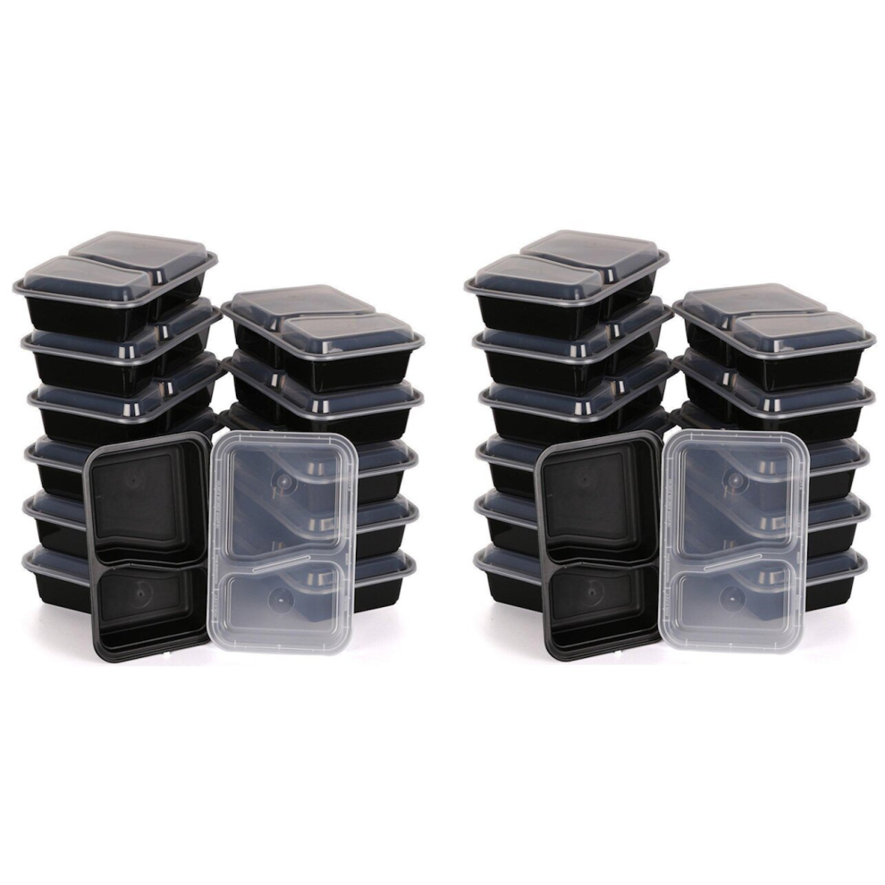 Kabalo 20 Pack 2 Compartment Food Meal Prep Container Microwave Box