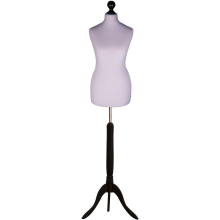 (Female Size 6/8) Female Tailors Dummy Silver Dressmakers Fashion Students Mannequin Display Bust with A Black Tripod Stand