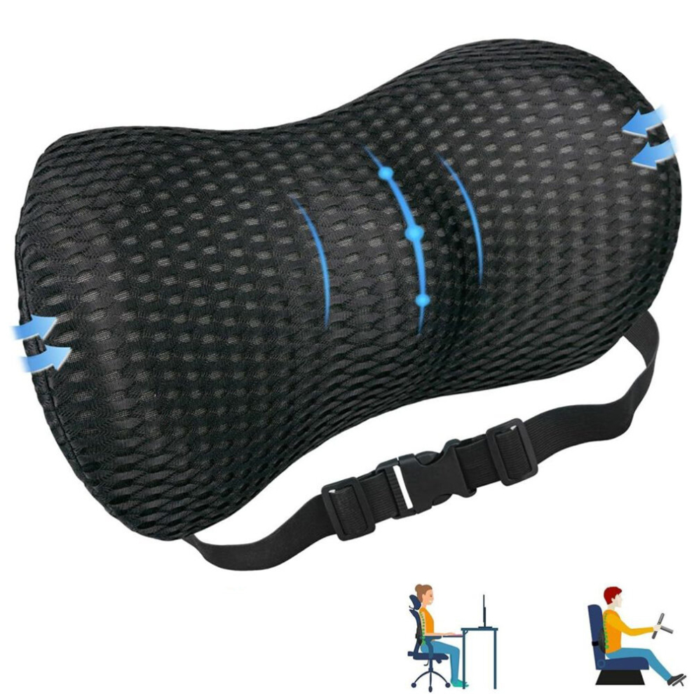 Memory Foam Lumbar Back Support Cushion Pillow Wheelchair Car Office Seat Chair