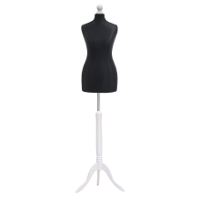 (Female Size 18/20) Female Tailors Dummy Black Dressmakers Fashion Students Mannequin Display Bust with A White Tripod Stand