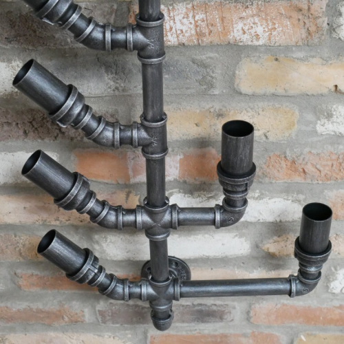 Metal Wine Rack Wall Mounted Pipe 8 Bottles Holder Industrial Rustic 1