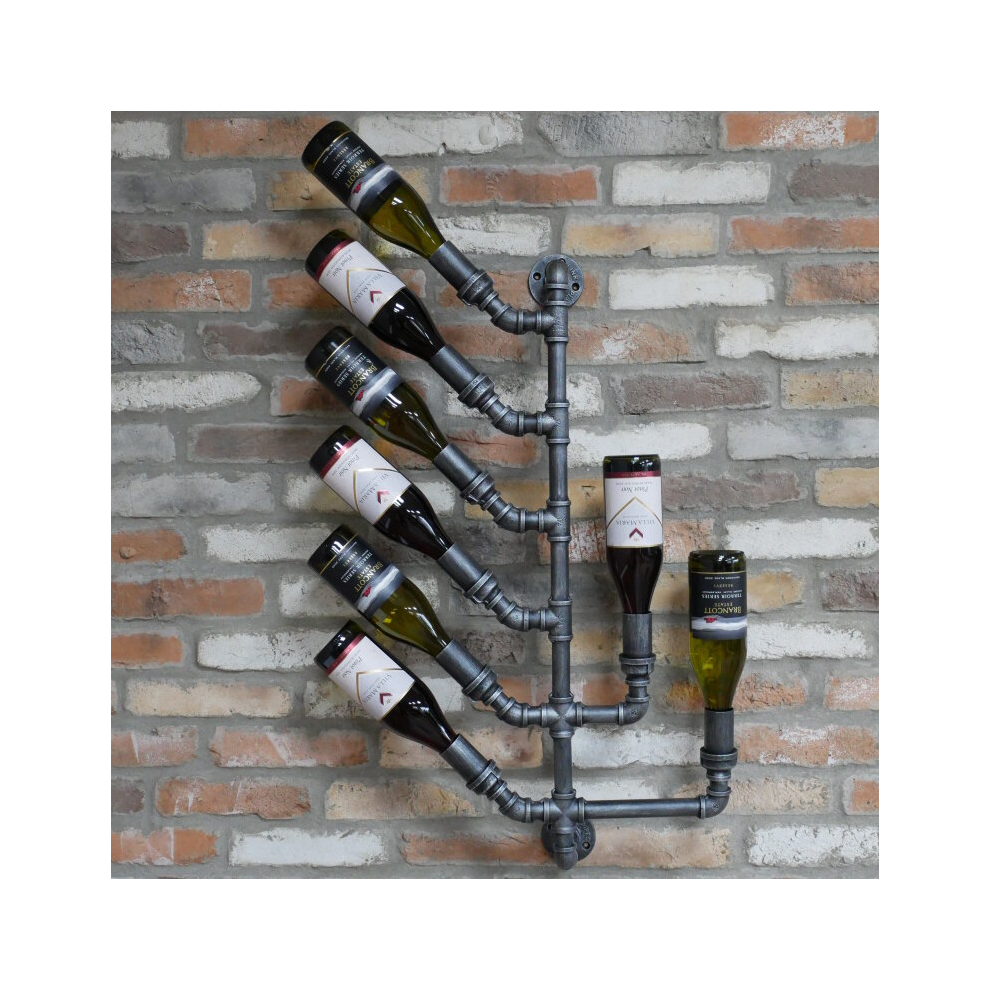 Metal Wine Rack Wall Mounted Pipe 8 Bottles Holder Industrial Rustic-image-OPC-PDCXM2Q-NEW