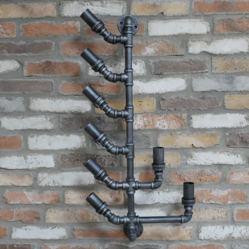 Metal Wine Rack Wall Mounted Pipe 8 Bottles Holder Industrial Rustic 2