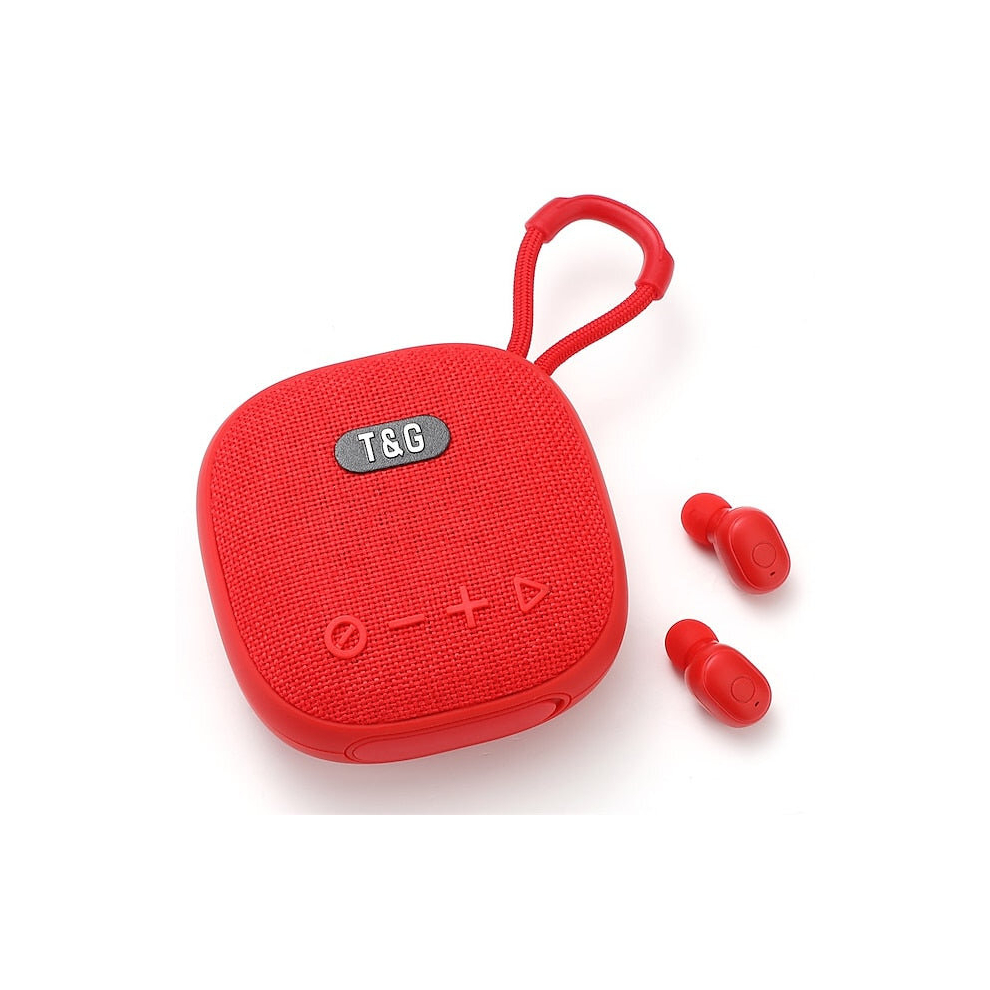 (Red) Mini Portable Bluetooth Speaker Wireless Speakers With Earphones Waterproof Column Boombox Bt Usb Fm Radio Loudspeaker Red 8727971355619