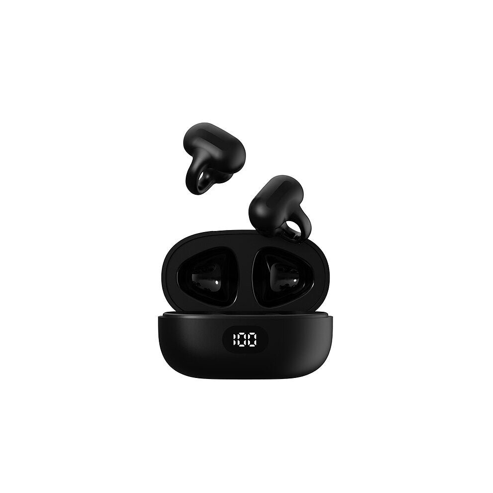 (Black) True Wireless Headphones TWS Earbuds Ear Clip Bluetooth 5.3 Stereo Surround sound HIFI for Travel Entertainment